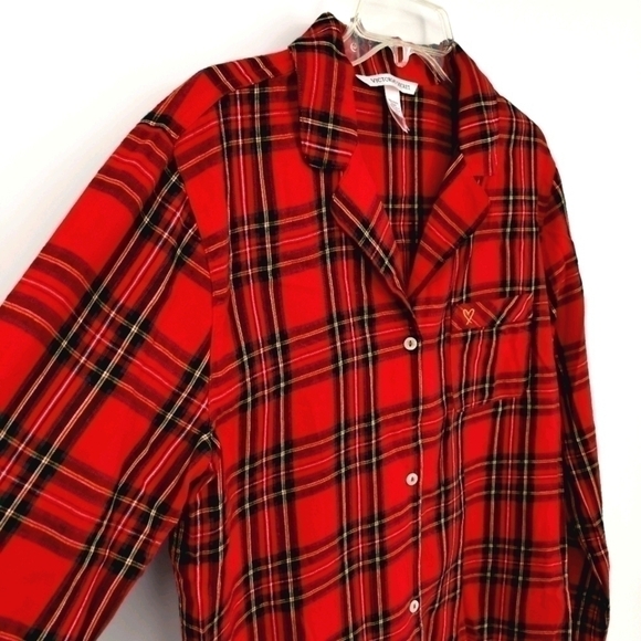 Victoria's Secret Women's S Red Plaid PJ Shirt Top - Picture 3 of 11